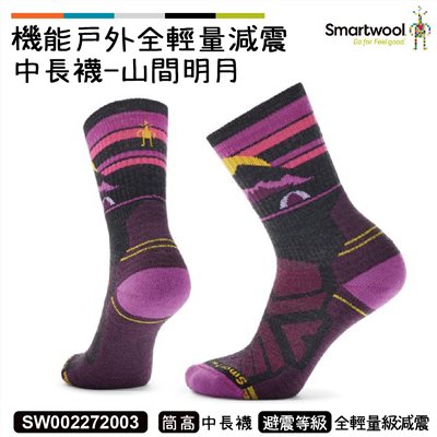 Smartwool 女機能戶外全輕量減震中長襪-山間明月 炭黑色 SW002272003 美麗諾 羊毛襪 登山襪