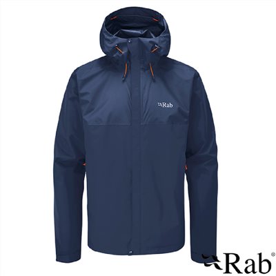 英國 RAB Downpour Eco Jacket 輕量 防風 防水 連帽外套 男款 深墨藍 QWG82 登山