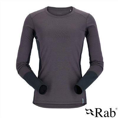 英國 RAB Syncrino Base LS Tee Wmns 羊毛混紡長袖排汗衣 女款 石墨灰 QBL33