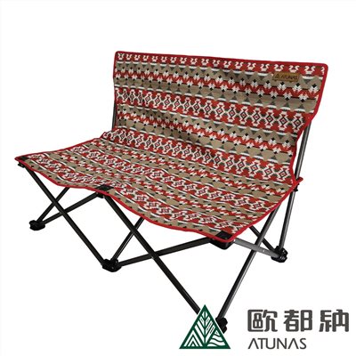 ATUNAS 歐都納 圖騰雙人折疊情人椅 A1CDCC08 圖騰紅 露營 野餐 烤肉 折疊椅