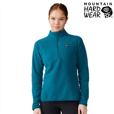 Mountain Hardwear 保暖刷毛立領半拉長袖排汗衣 女款 短葉松綠 2048281 排汗衣