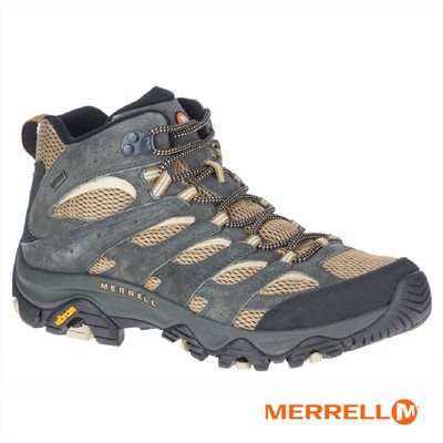 Merrell MOAB 3 MID 經典戶外中筒健行鞋 ML036251 男 鐵灰/袋棕 GTX 登山鞋