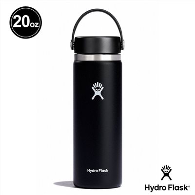 Hydro Flask 20oz/592ml 寬口提環保溫瓶 時尚黑 保冷 保溫瓶 水壺 登山 露營