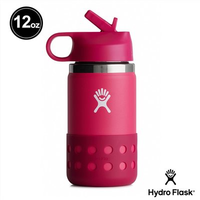 Hydro Flask 12oz/354ml 兒童吸管蓋保溫瓶 牡丹紅 保冷 保溫瓶 水壺 登山 露營