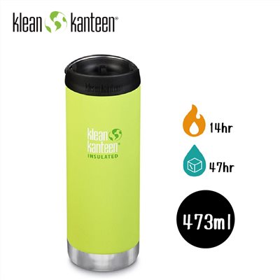 出清特價 Klean Kanteen 16oz寬口保溫瓶附咖啡蓋 K16TKWPCC-JP 鮮梨綠 473ml