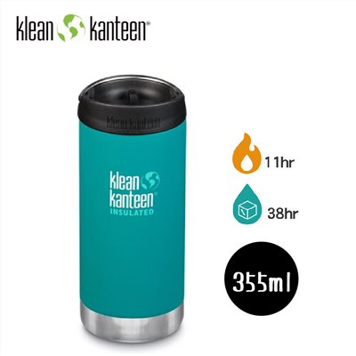 出清特價 Klean Kanteen 12oz寬口不鏽鋼保溫瓶 K12TKWPCC EB 翠湖綠 355ml