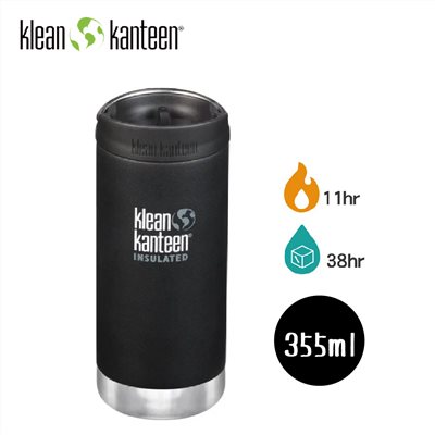 出清特價 Klean Kanteen 12oz寬口不鏽鋼保溫瓶 K12TKWPCC SB 消光黑 355ml