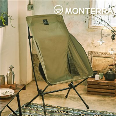 MONTERRA CVT2 GRANDE L 輕量蝴蝶型摺疊椅 高扶手 橄欖綠 摺疊椅 露營椅