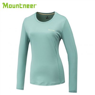 Mountneer 女 膠原蛋白長袖上衣 41P42-66 粉綠 排汗衣 長袖 抗UV 吸濕排汗