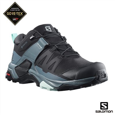 Salomon 女 X ULTRA 4 Goretex 低筒登山鞋 L41289600 黑暴綠/乳白/藍綠 健行鞋