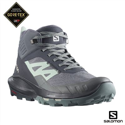 Salomon 女 OUTpulse Goretex 中筒登山鞋 L47067200 烏木黑/靜灰/烏木黑 健走鞋