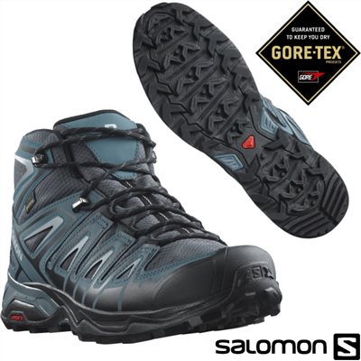 Salomon 男 X ULTRA PIONEER Goretex 中筒登山鞋 L47196400 烏木黑/觀星藍/深礦灰 健行鞋