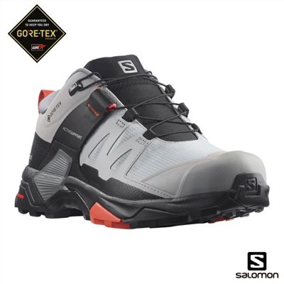 Salomon 女 X ULTRA 4 Goretex 低筒登山鞋 寬楦 L41687300 合金灰/灰/赭褐 健走鞋