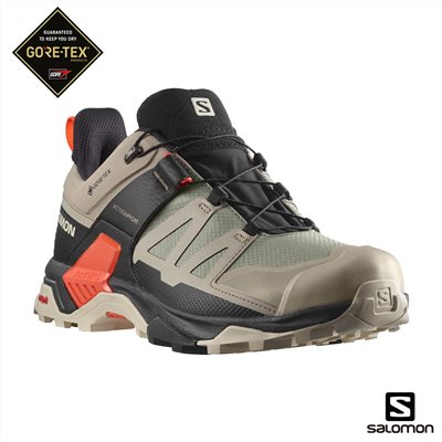 Salomon 男 X ULTRA 4 Goretex 低筒登山鞋 L41731400 復古卡其/黑/櫻茄紅 健行鞋