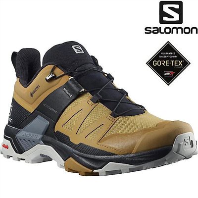 Salomon 男 X ULTRA 4 Goretex 低筒登山鞋 L41385500 孜然黃/黑/月球岩灰 健行鞋