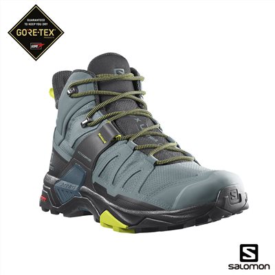 Salomon 男 X ULTRA 4 Goretex 中筒登山鞋 L41624600 騎兵綠/黑/月見草黃 健行鞋