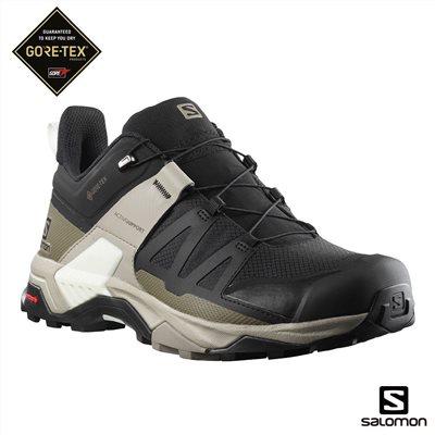 Salomon 男 X ULTRA 4 Goretex 低筒登山鞋 L41288100 黑/復古卡其/香草白 健行鞋