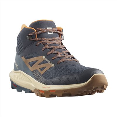 Salomon 男 OUTpulse Goretex 中筒登山鞋 L41589500 烏木黑/沙白/亮橘 健行鞋