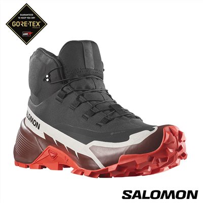 Salomon 男 CROSS HIKE 2 Goretex 中筒登山鞋 L41735900 黑/深褐紫/火炬紅 健行鞋