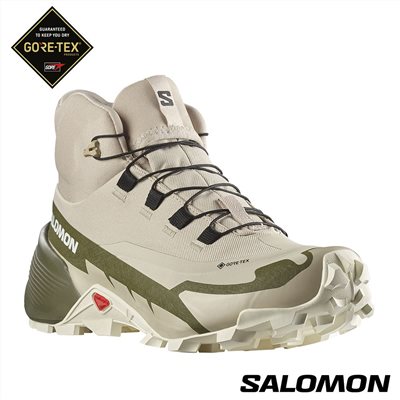 Salomon 女 CROSS HIKE 2 Goretex 中筒登山鞋 L41731100 羽毛灰/橄欖綠/白 健走鞋