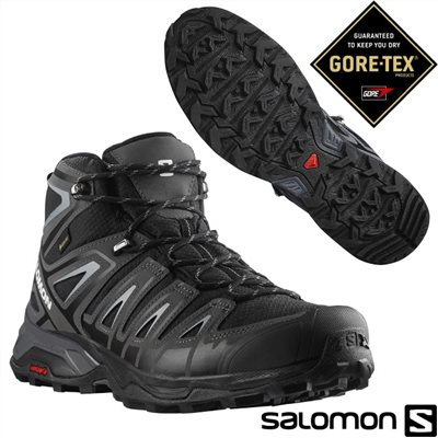 Salomon 男 X ULTRA PIONEER Goretex 中筒登山鞋 L47170300 黑/磁灰/石碑灰 健行鞋