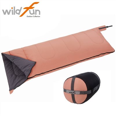 WildFun 野放 輕巧舒適方型睡袋 玫瑰粉 5~10度 露營睡袋 100%T3科技棉