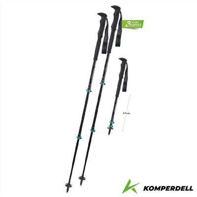 Komperdell 奧地利 輕量碳纖+鈦金強力鎖定登山杖 短版 175236110 黑 健行登山 碳纖輕量