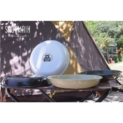 SADOMAIN 仙德曼 露營系列-露營琺瑯盤23cm 沙/黑/軍綠 餐盤 盤子 露營琺瑯盤