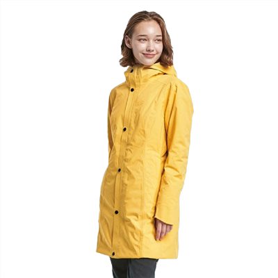 【特價出清】wildland 荒野 女 長版PR棉輕量防水外套 藤黃色124 0A82901 外套 登山 露營