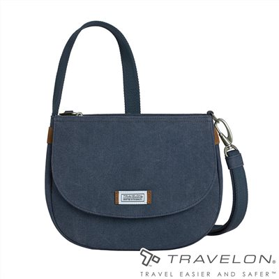 Travelon 美國 防盜復古斜背包 TL-33626 靛藍 隨身斜背包 防盜包 休閒旅遊