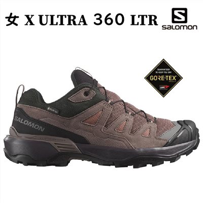 Salomon 女 X ULTRA 360 LTR GTX 低筒登山鞋 L47571500 防水 粉/灰/黑 健行鞋 防水