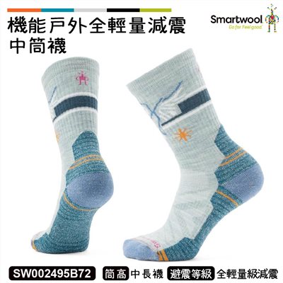 Smartwool 女 機能戶外全輕量減震中筒襪-貓頭鷹 冰霜綠 SW002495B72 羊毛襪 登山襪