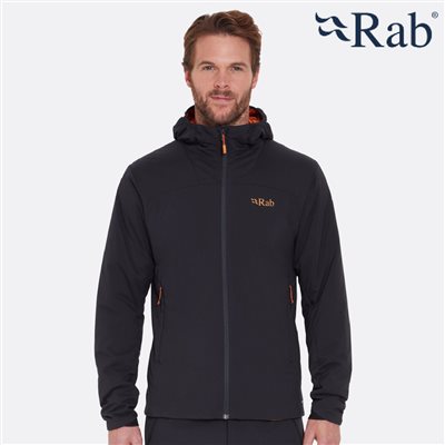 英國 RAB Xenair Alpine Light Jacket Wmns 輕量防風透氣化纖連帽外套 男款 烏木灰/橘 QIP17EBM