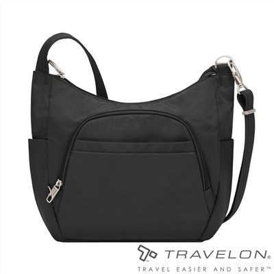 Travelon 美國 經典防盜側背包 TL-42757 黑 隨身側背包 防盜包 休閒旅遊