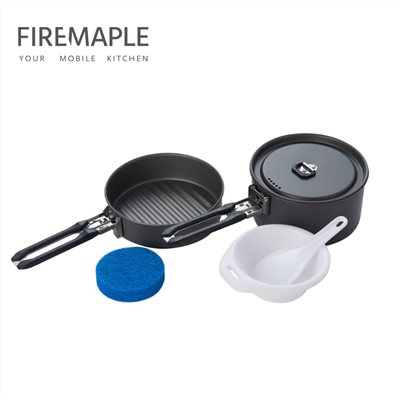 【FIREMAPLE】盛宴1-野營套鍋 黑 FEAST-1B 0.9L煮鍋 0.5煎鍋 露營套鍋