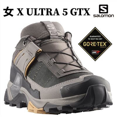 Salomon 女 X ULTRA 5 GTX 低筒登山鞋 李子紫/黑灰/黏土棕 L47726200 健走鞋