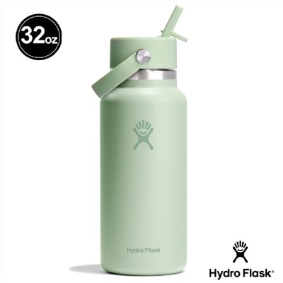 Hydro Flask 32oz/946ml 寬口吸管提環保溫瓶 蘆薈綠 水瓶 登山 露營