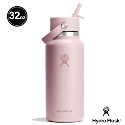 Hydro Flask 32oz/946ml 寬口吸管提環保溫瓶 櫻花粉 水瓶 登山 露營