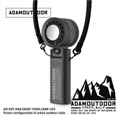 ADAMOUTDOOR｜隨身掛繩機能冰鎮風扇 黑色 持風扇 隨身吊扇 立扇 小風扇