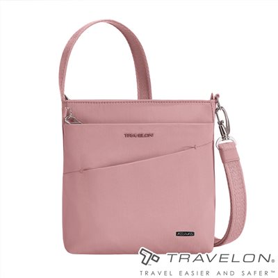 Travelon 美國 Roam防盜斜背包-聯名款 TL-43675A 粉紅色 隨身斜背包 防盜包