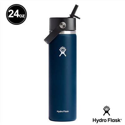 Hydro Flask 24oz/709ml 寬口吸管真空保溫瓶 靛藍色 保冷 保溫瓶 水壺 登山 露營