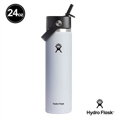 Hydro Flask 24oz/709ml 寬口吸管真空保溫瓶 經典白 保冷 保溫瓶 水壺 登山 露營