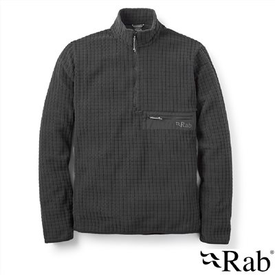 英國 RAB Ramshaw Pull-On 格紋刷毛半拉鍊套頭上衣 黑色 男款 QFG76 保暖 長袖