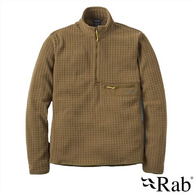 英國 RAB Ramshaw Pull-On 格紋刷毛半拉鍊套頭上衣 橡木棕 男款 QFG76 保暖 長袖