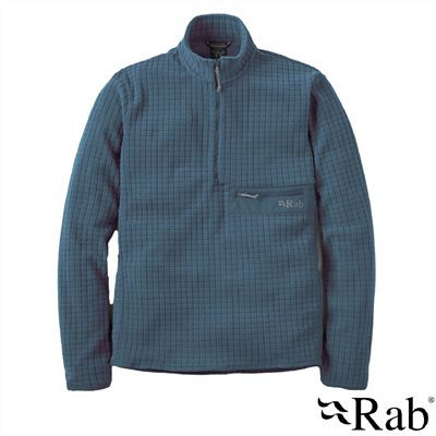 英國 RAB Ramshaw Pull-On 格紋刷毛半拉鍊套頭上衣 暴風藍 男款 QFG76 保暖 長袖