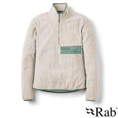 英國 RAB Ramshaw Pull-On 格紋刷毛半拉鍊套頭上衣 鵝卵石白 女款 QFG77 保暖 長袖