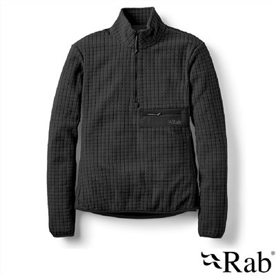 英國 RAB Ramshaw Pull-On 格紋刷毛半拉鍊套頭上衣 黑色 女款 QFG77 保暖 長袖