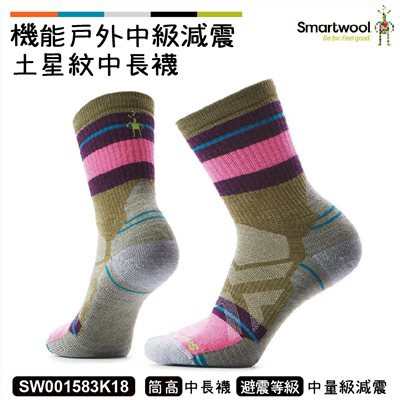 Smartwool 女 機能戶外中級減震土星紋中筒襪 苔蘚綠 SW001583K18 羊毛襪 登山襪